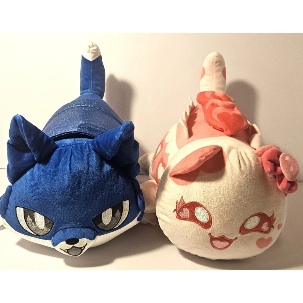Aphmau MeeMeows Plush Bundle – Blue Dragon Cat & Pink Valentine‎ Cat